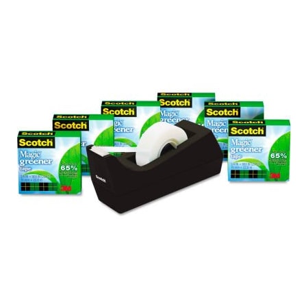 3M Scotch Magic Greener Tape, with C38 Dispenser, 3/4" x 900", 6/Pack 8126PC38